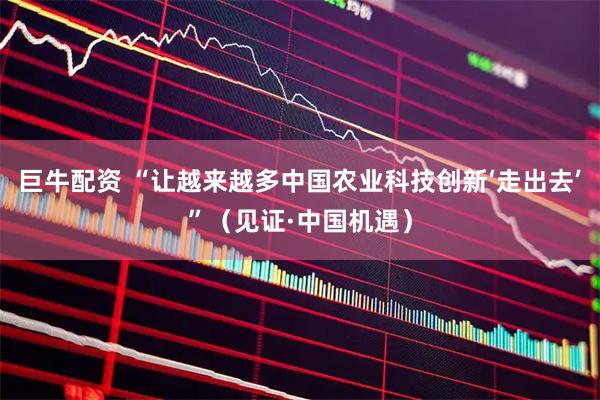 巨牛配资 “让越来越多中国农业科技创新‘走出去’”（见证·中国机遇）